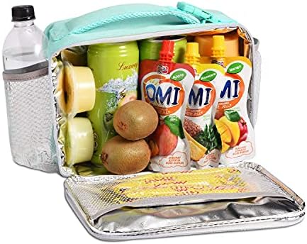 Lunch Bag with Adjustable Straps Bento Box Tote Shoulder Bag Food Grade Aluminum Foil Lining Keeps Bentos Warm and Drinks Cold,  Suitable for Office Workplace, Travel, Picnic, Beach